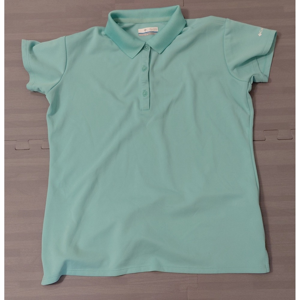 Columbia Womens Mint Green Short‎ Sleeve Pique Performance Polo Shirt Large